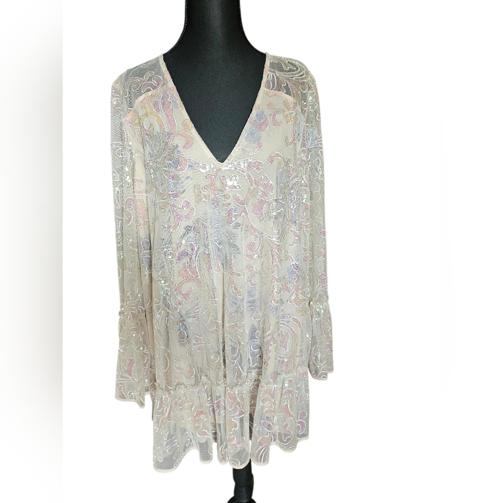 Free People NWT Embellished Sheer Lace Tunic Dress ✨